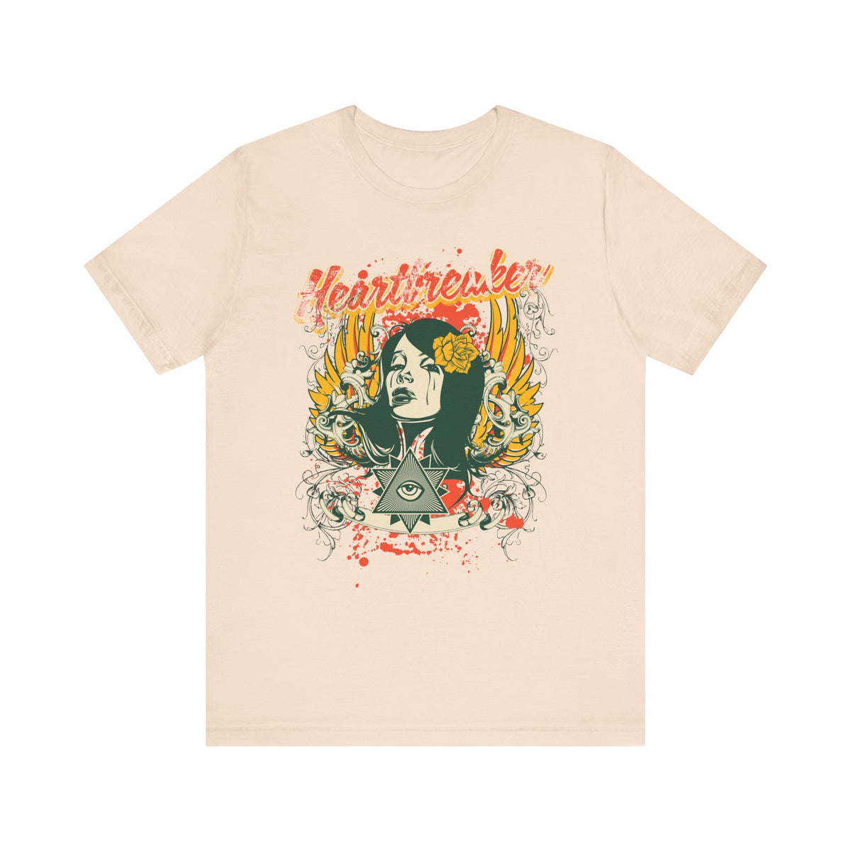 Heartbreaker Illustration Tee Retro Femme Portrait Floral Skull Graphic T-Shirt