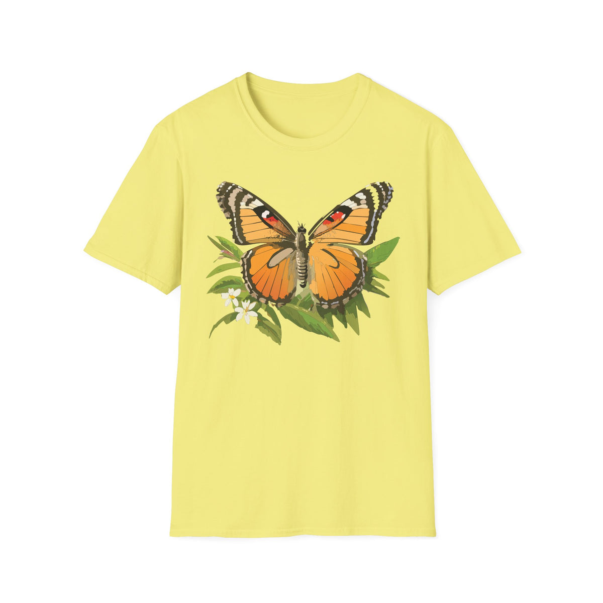Butterfly Nature T-Shirt — Orange Monarch Illustration Graphic Tee Unisex 100 Cotton Gildan T-Shirt