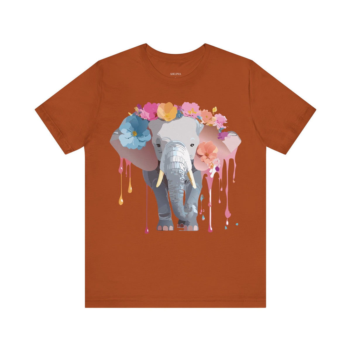 Elephant Graphic Unisex Cotton Bella+Canvas Tee with Art Animal Design e130