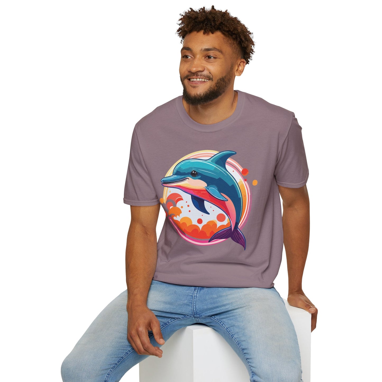 Dolphin Shirt Unisex Softstyle Tee Short Sleeve 100 Percent Ring Spun Cotton Gildan 64000