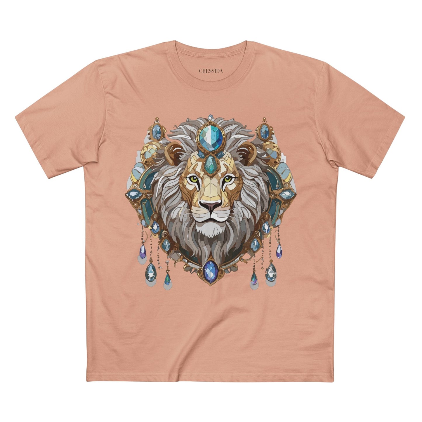 Lion Graphic Unisex 100 Cotton Tee With Unique Animal Golden Medallion Art Design 61