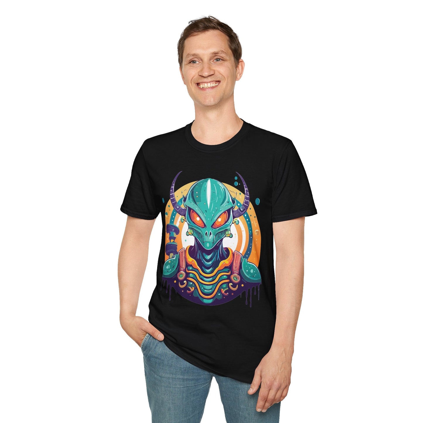 Alien T Shirt Cosmos Shirt Unisex Softstyle Tee 100 Percent Ring Spun Cotton Short Sleeve