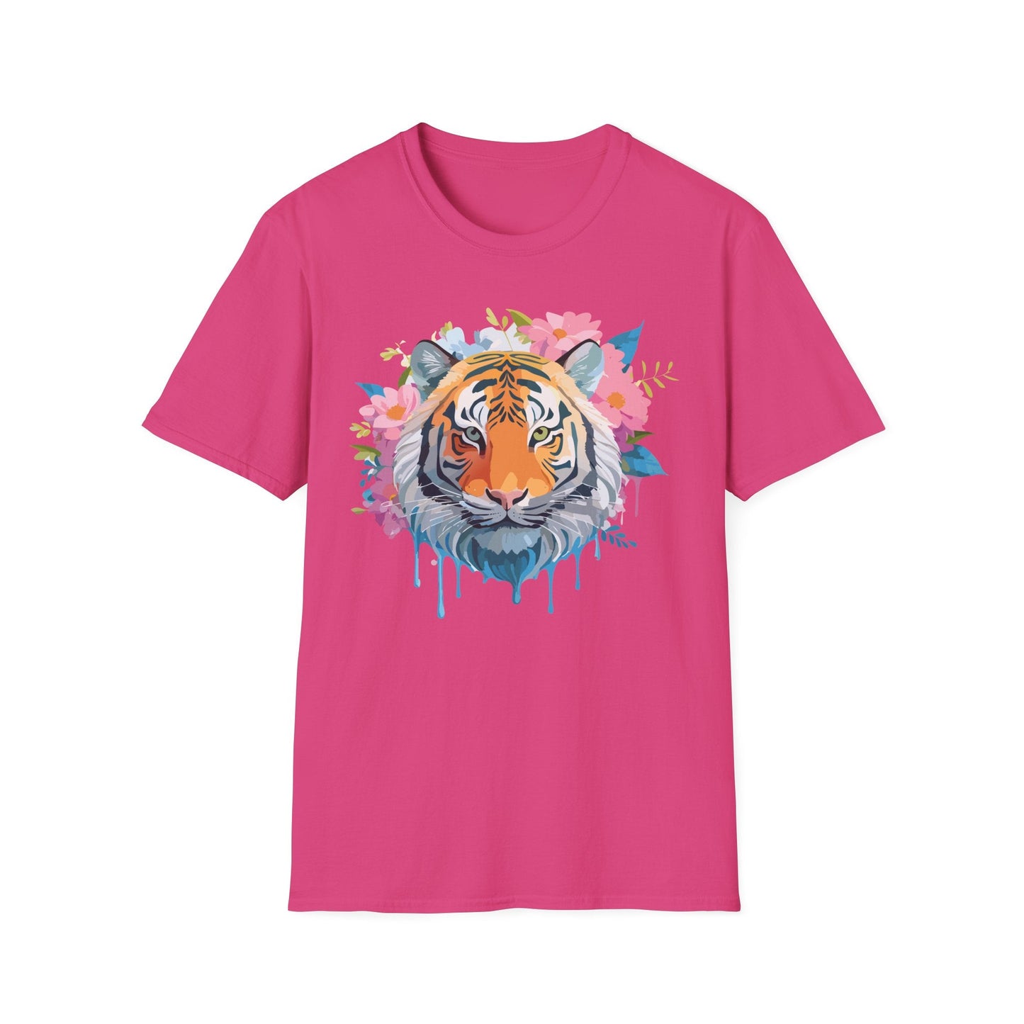 Tiger Print Shirt Unisex Short Sleeve Tee Gildan Softstyle 64000