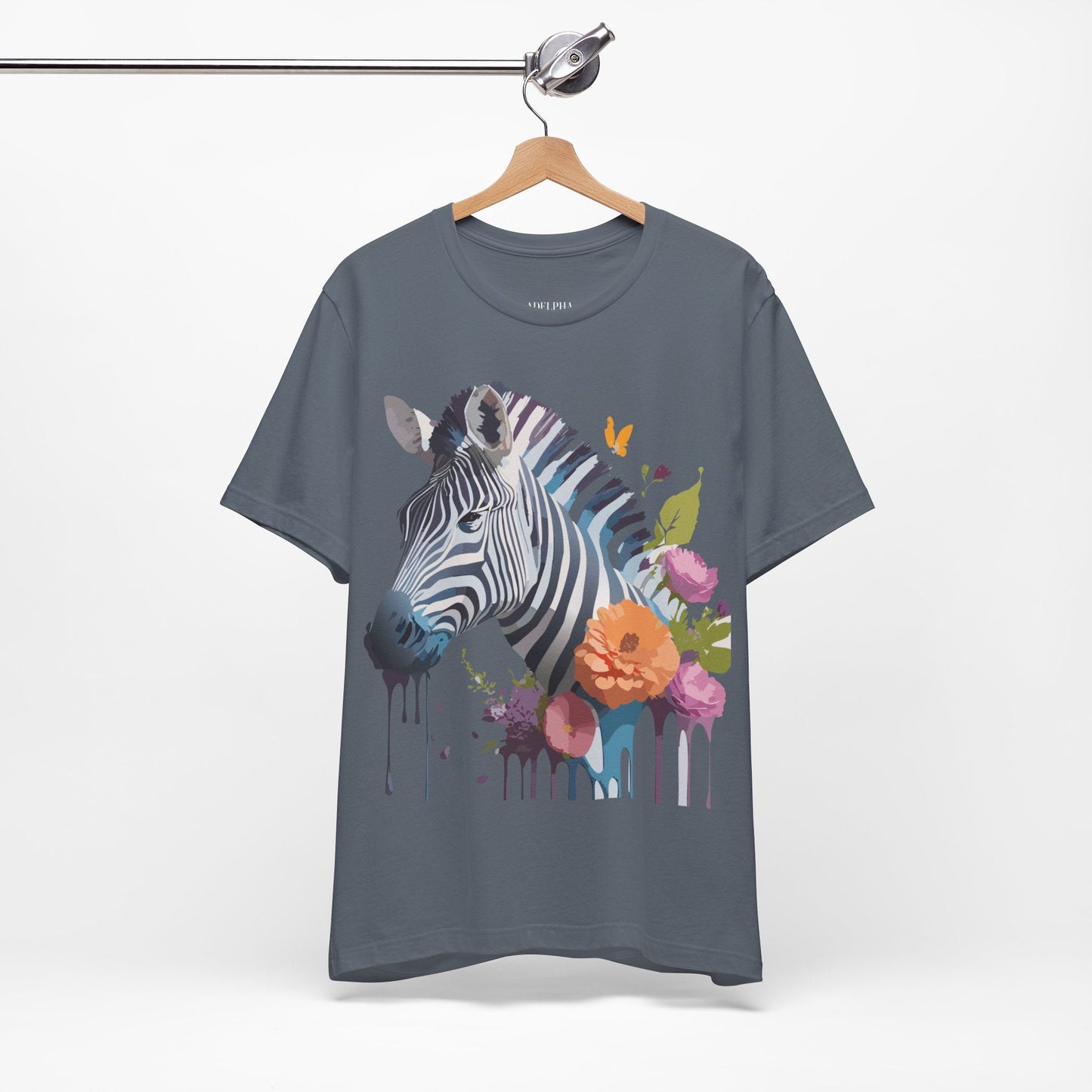 Unisex Zebra Graphic Tee Featuring Adelpha Artwork Vintage Inspired Short Sleeve Shirt