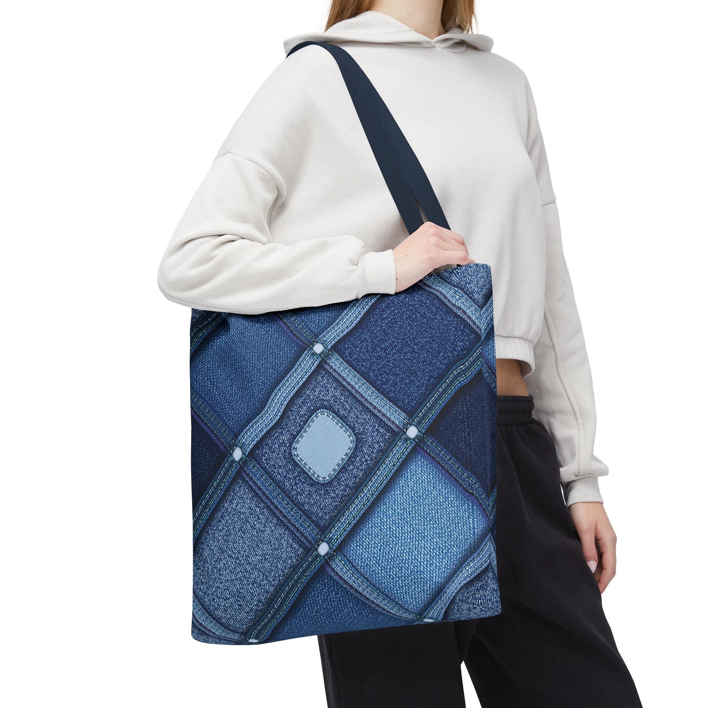 Denim Fabric Imitation Print Unisex Canvas Bag Poly Spun 3 Sizes Tote Bag 102