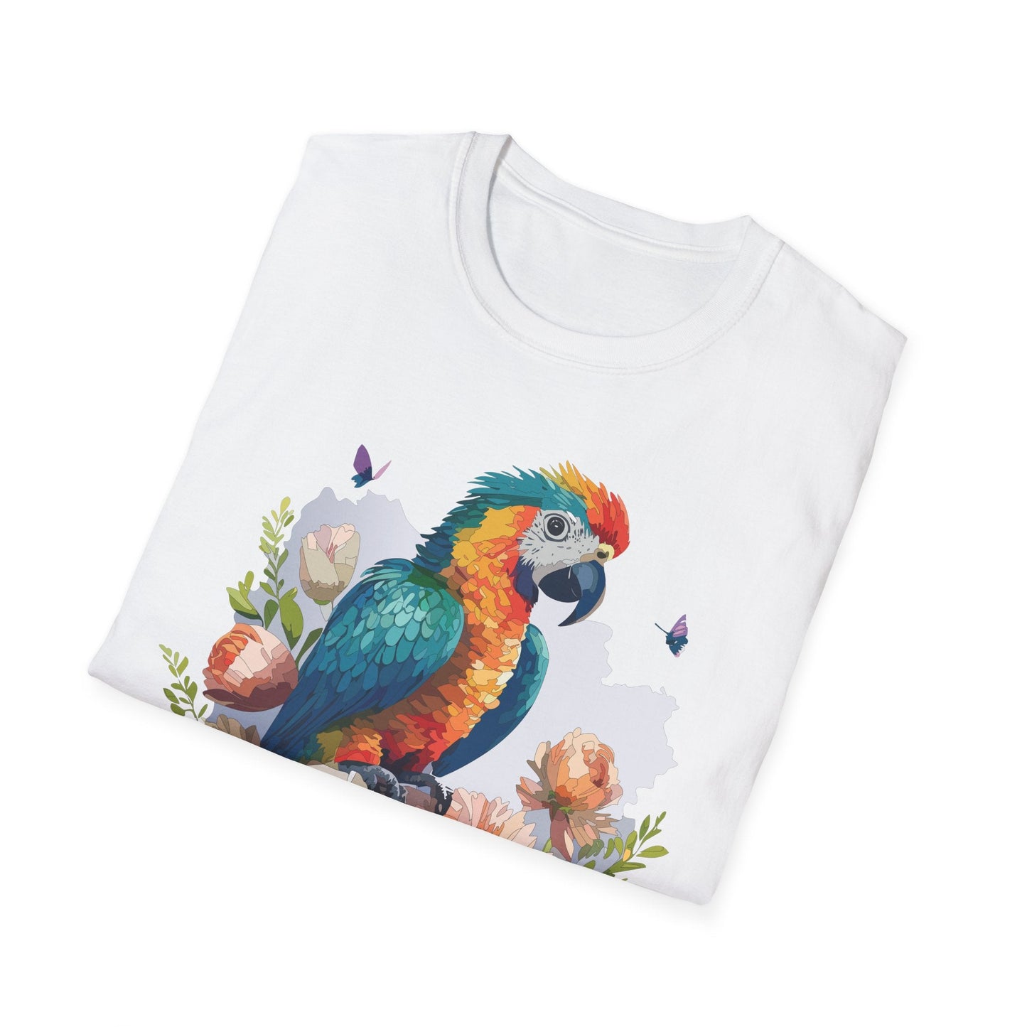 Bird T Shirt Floral Bird Print Unisex Softstyle Cotton Tee Animal Graphic Tee For Everyday Wear
