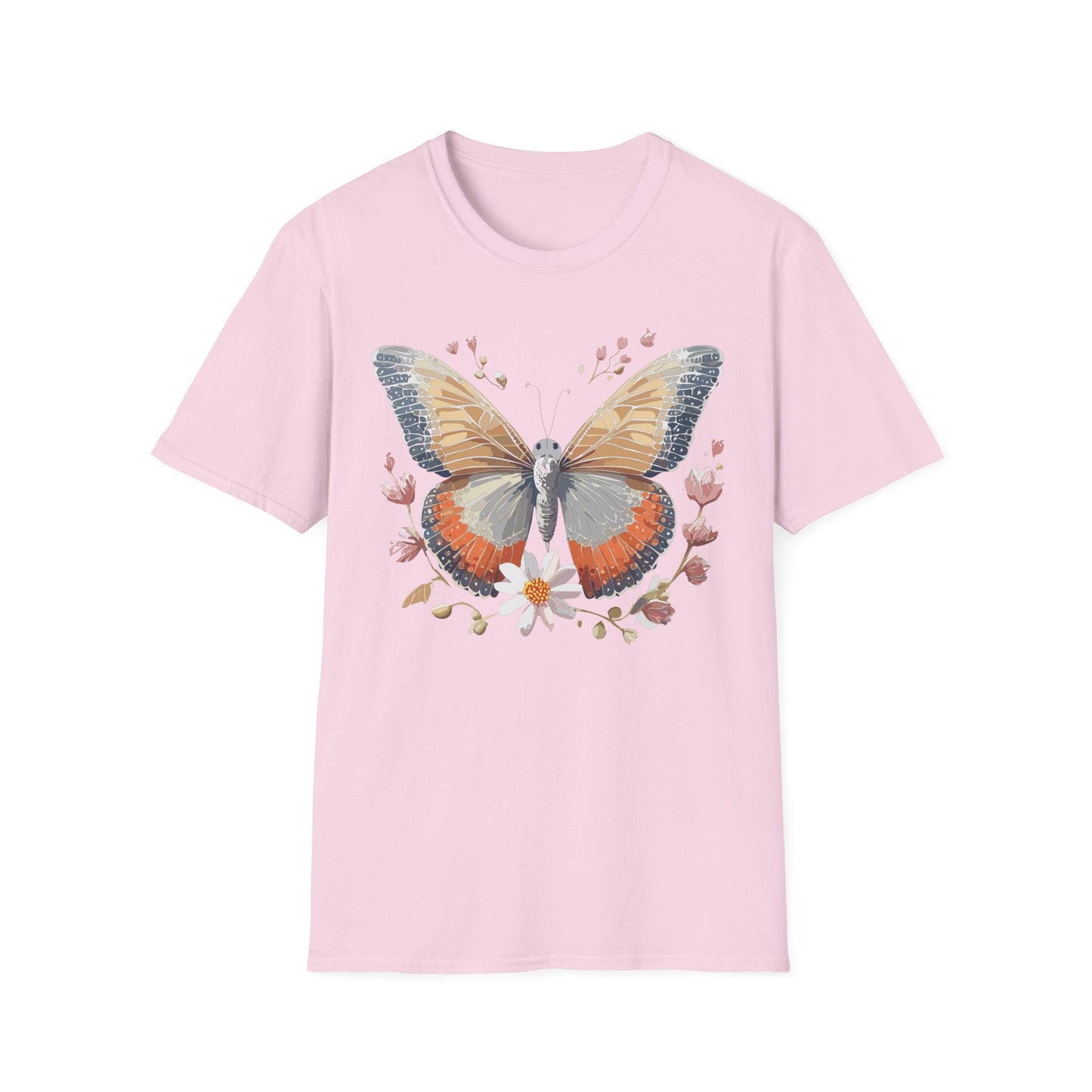 Unisex Butterfly T Shirt Softstyle Gildan 64000 Comfortable Durable Tee For Everyday Wear