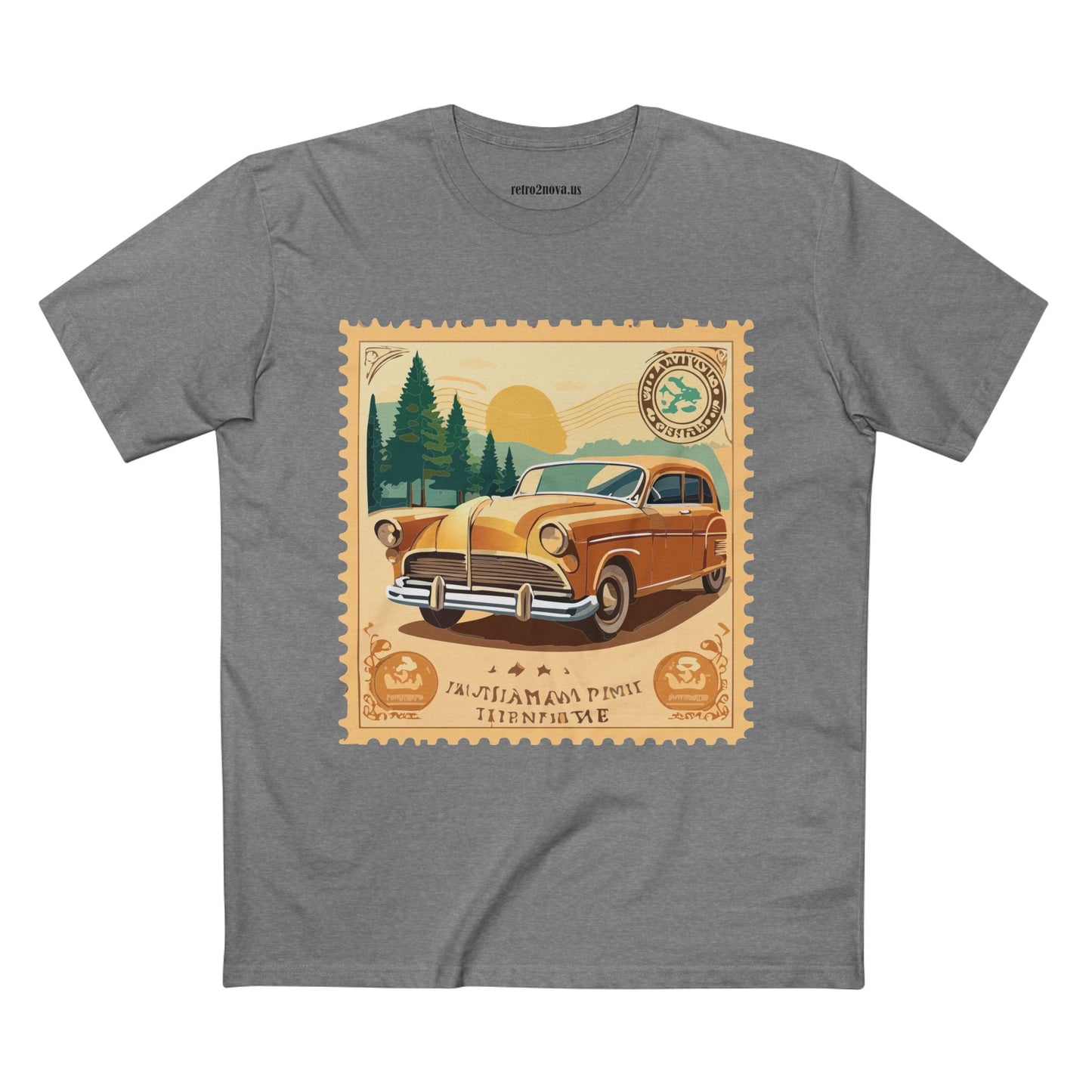 Retro2Nova Postage Stamp Shirt Unisex Premium Cotton Tee With Original Art Design