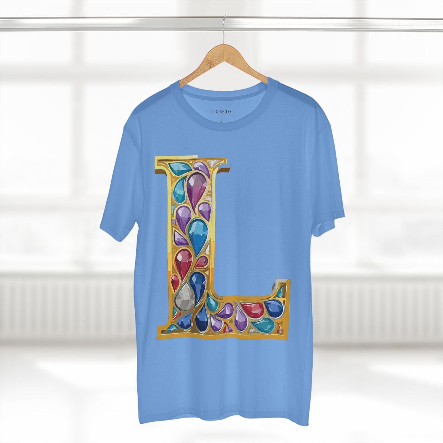 Letter L Graphic Design Tee Unisex 100 Cotton With Antique Gold Letters Artwork T-Shirt