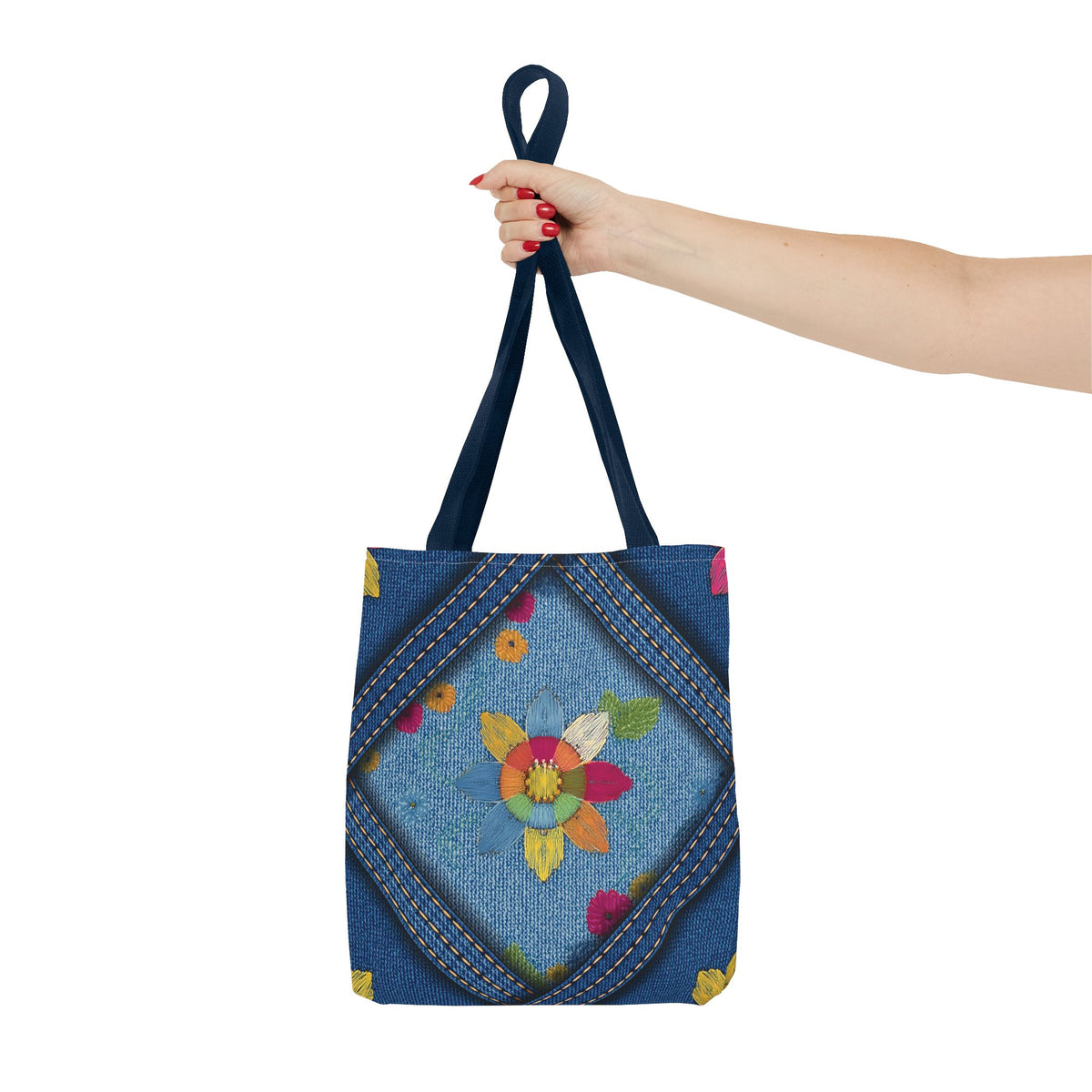 Denim Fabric Imitation Print Unisex Canvas Bag Poly Spun 3 Sizes Tote Bag 161