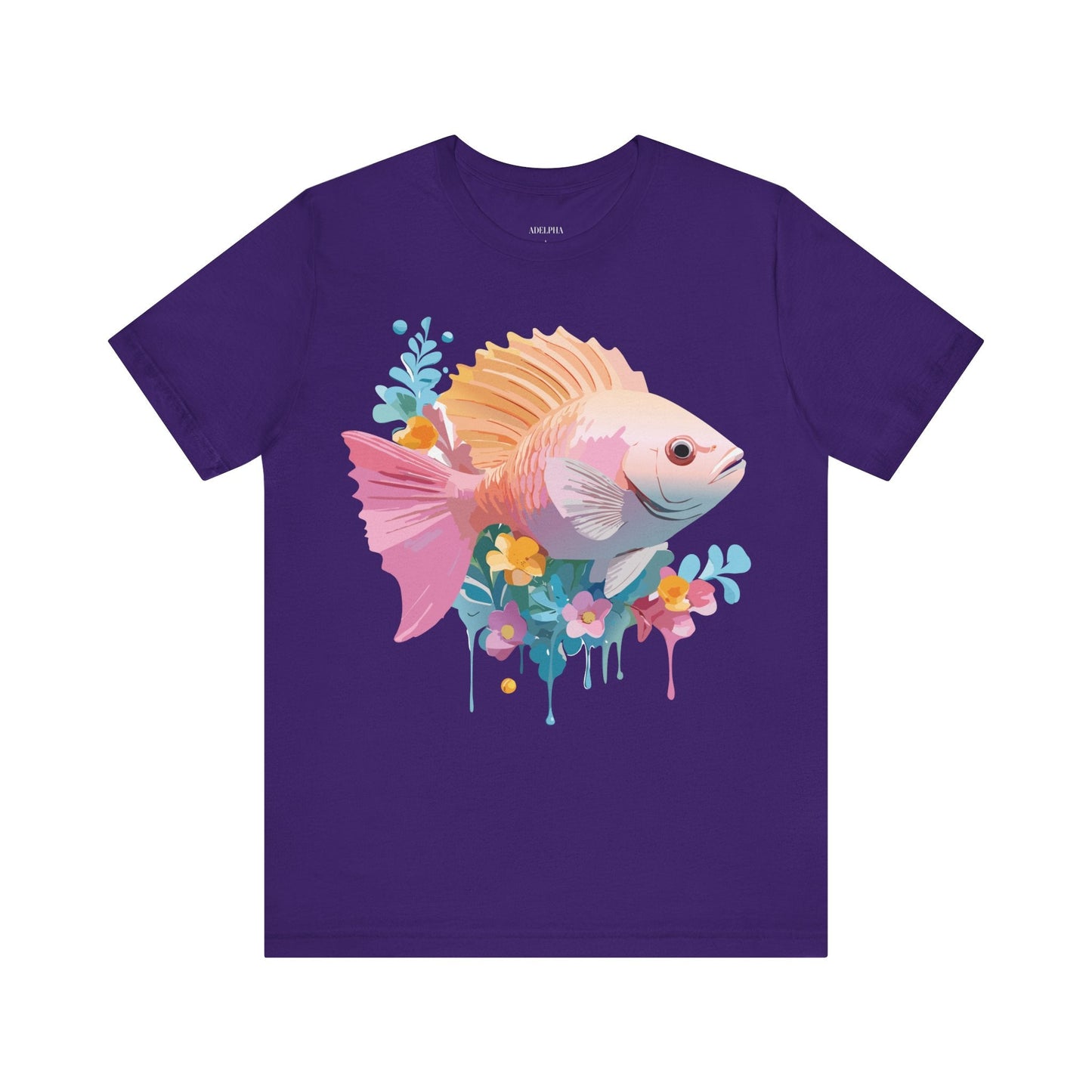 Adelpha Fish Graphic Tee Unisex Short Sleeve Shirt Vintage Inspired Art Design Collection