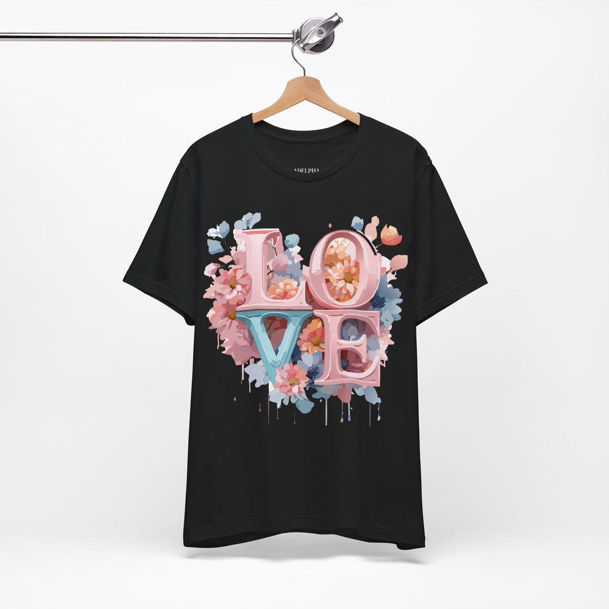 Valentine's Day Graphic Unisex Cotton Bella+Canvas Tee with Floral Art Design d117