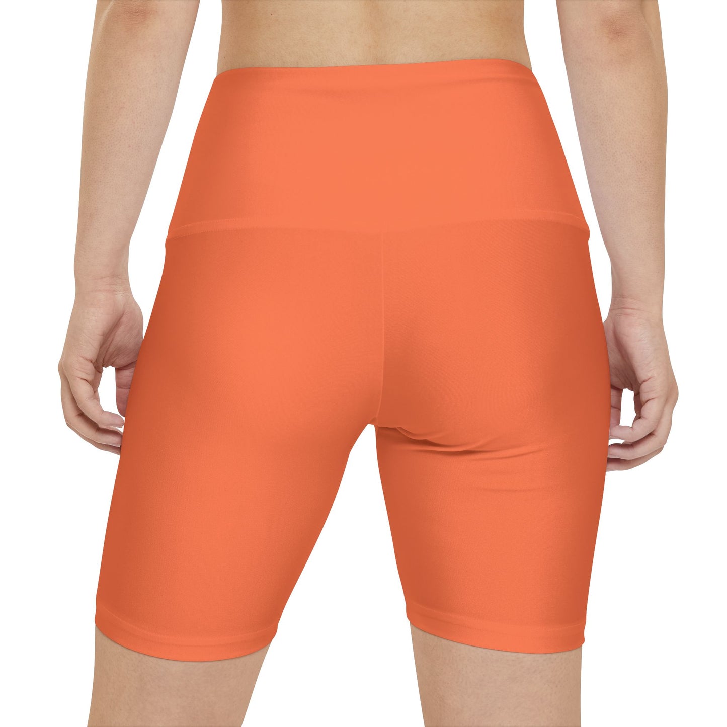 Summer Gold High-Waist Orange Workout Shorts — Women's Athletic Biker Shorts