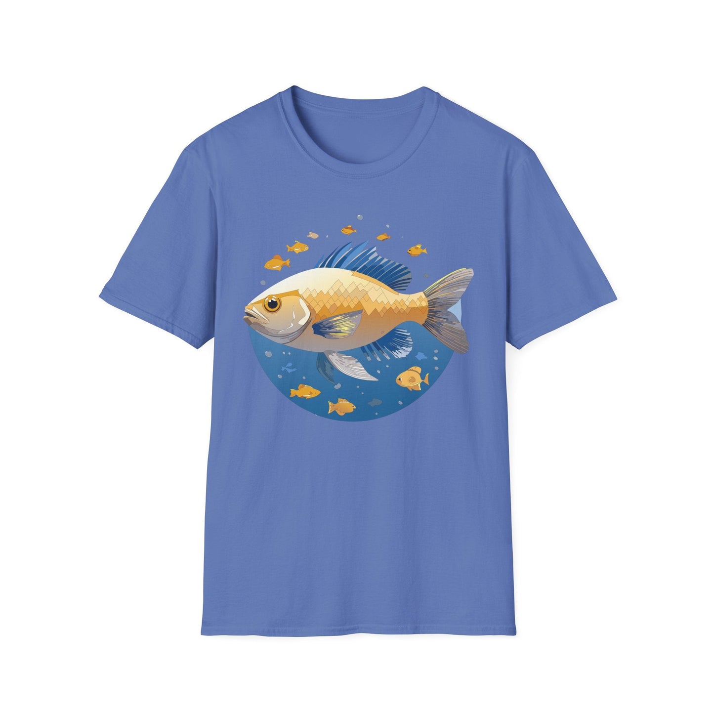 Fish Art Graphic Tee Shirt Unisex Gildan Softstyle 64000 100 Percent Ring Spun Cotton