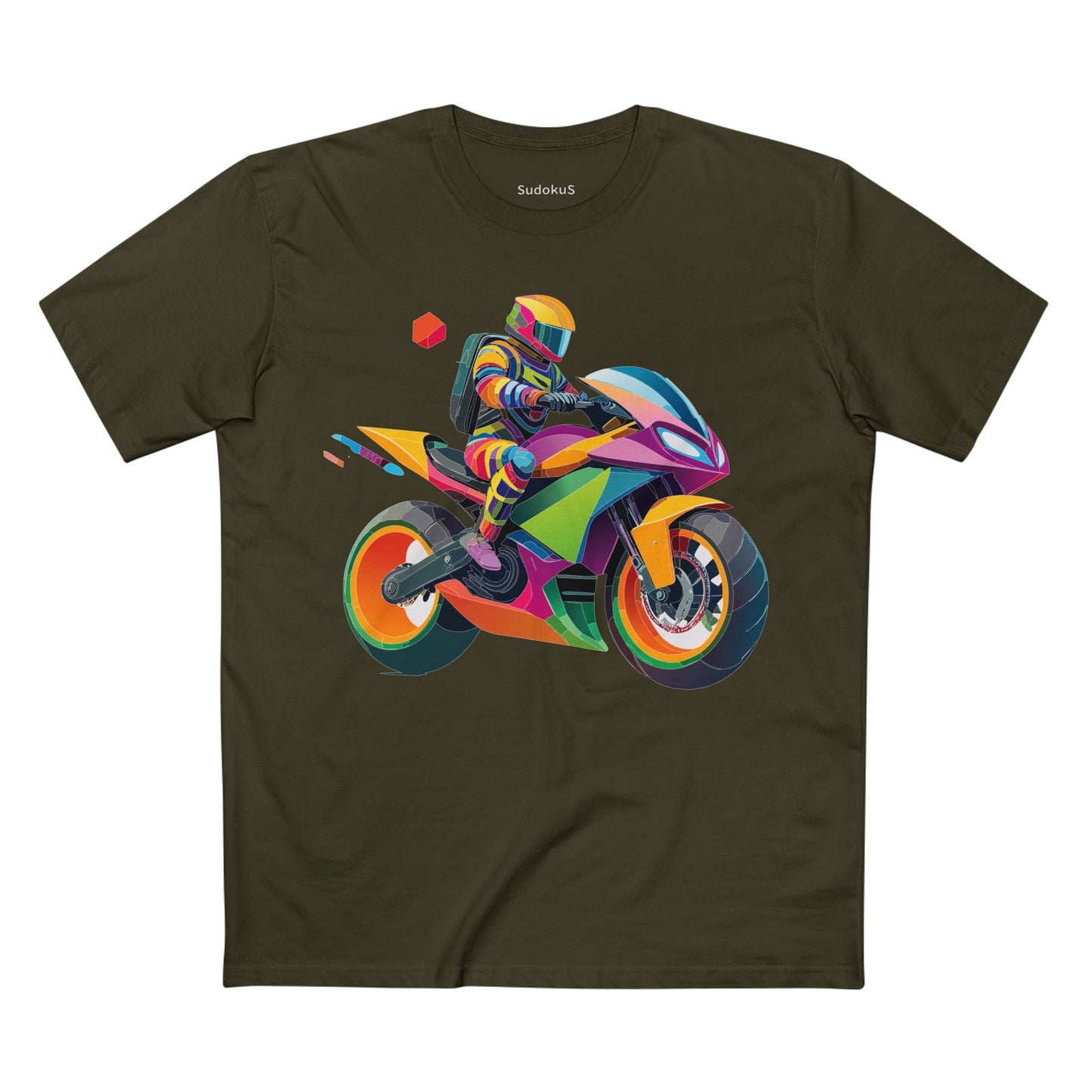 Moto Bike Graphic Unisex 100 Cotton Staple Tee 4