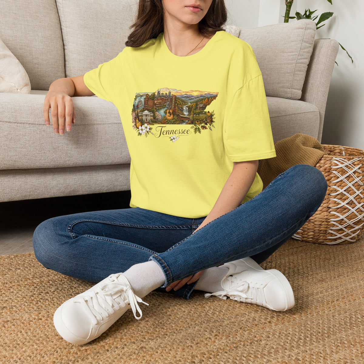 Tennessee Vintage State Map Graphic Design Unisex 100 Cotton Gildan T-Shirt