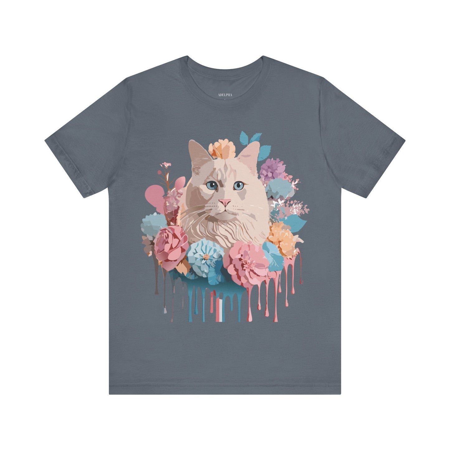 Cat Graphic Tee Unisex Short Sleeve Shirt By Adelpha Vintage Art Design