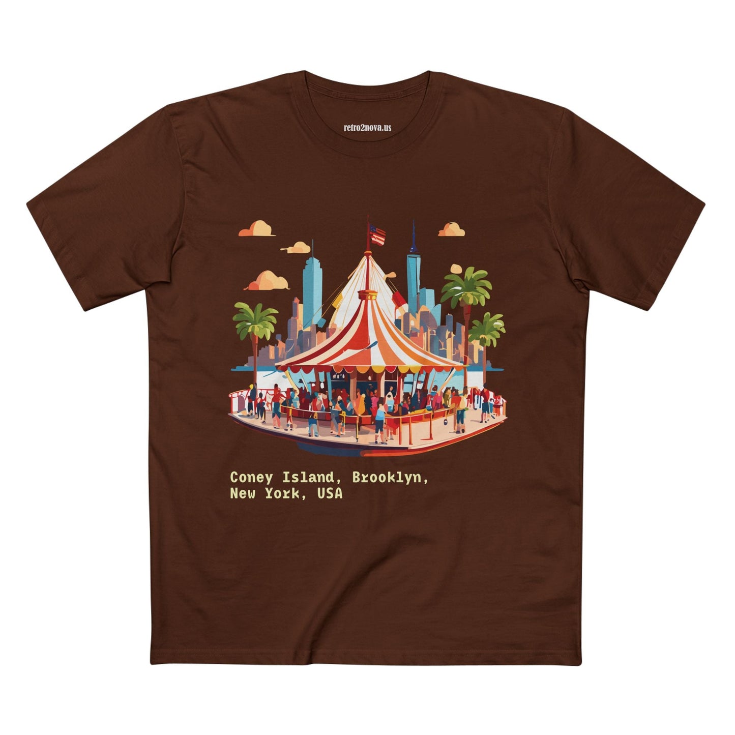 Retro2Nova Unisex Premium Cotton Art Tee With Original Brooklyn Travel Shirt Design