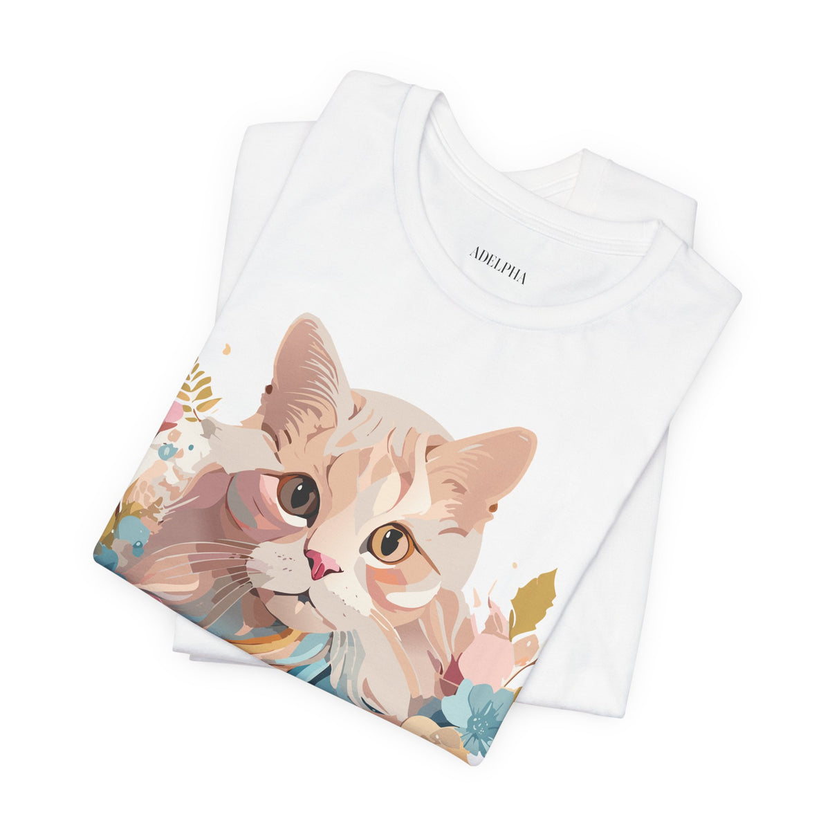 Cat Graphic Unisex Cotton Bella+Canvas Tee with Art Animal Design e110