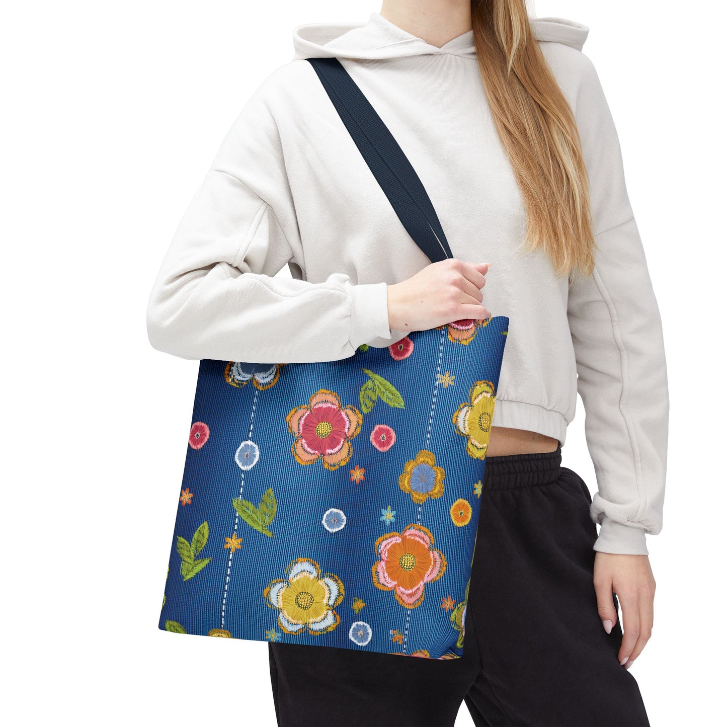 Denim Fabric Imitation Print Unisex Canvas Bag Poly Spun 3 Sizes Tote Bag 133