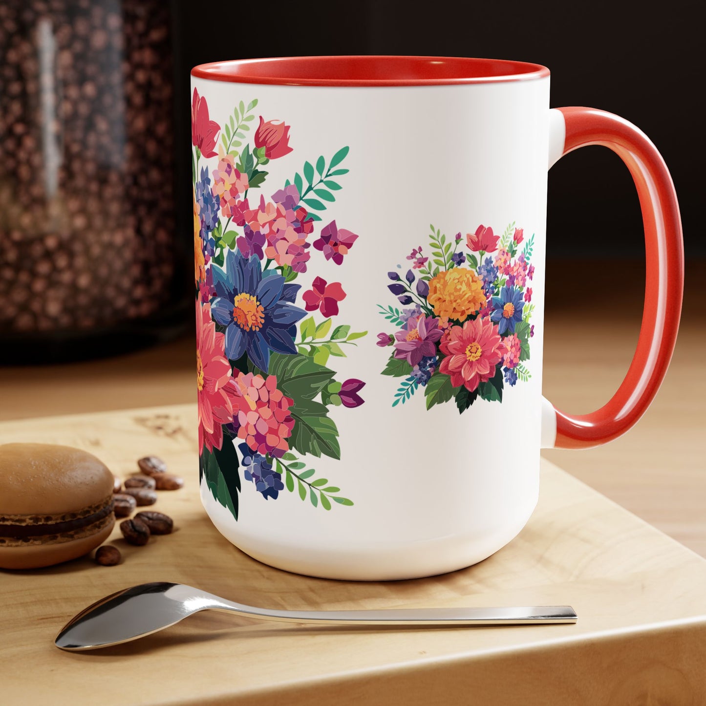 Tazas de café de dos tonos con flores