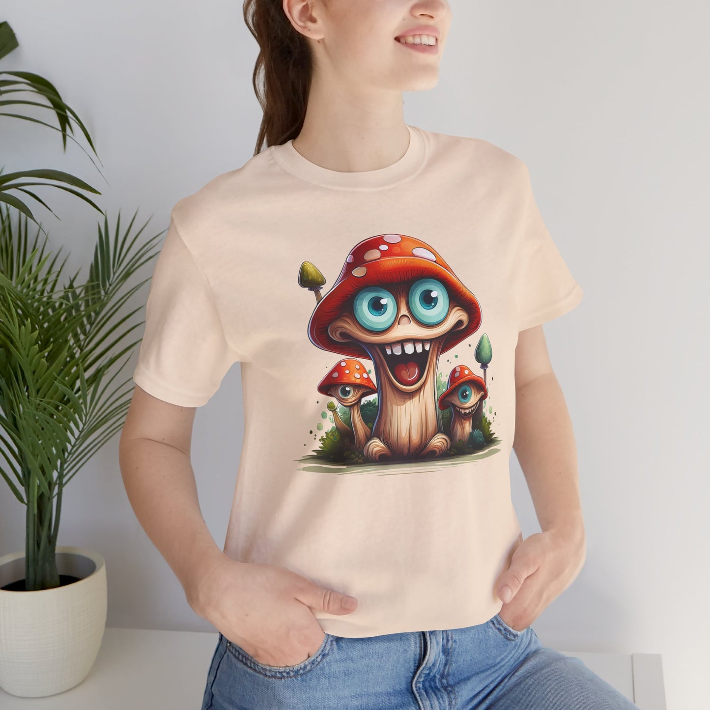 Cute Mushroom Graphic Tee, Fun Cartoon Shirt, Funny Mushroom Shirt, Cute Cartoon Tees, Graphic T-Shirt, Art Design T-Shirt