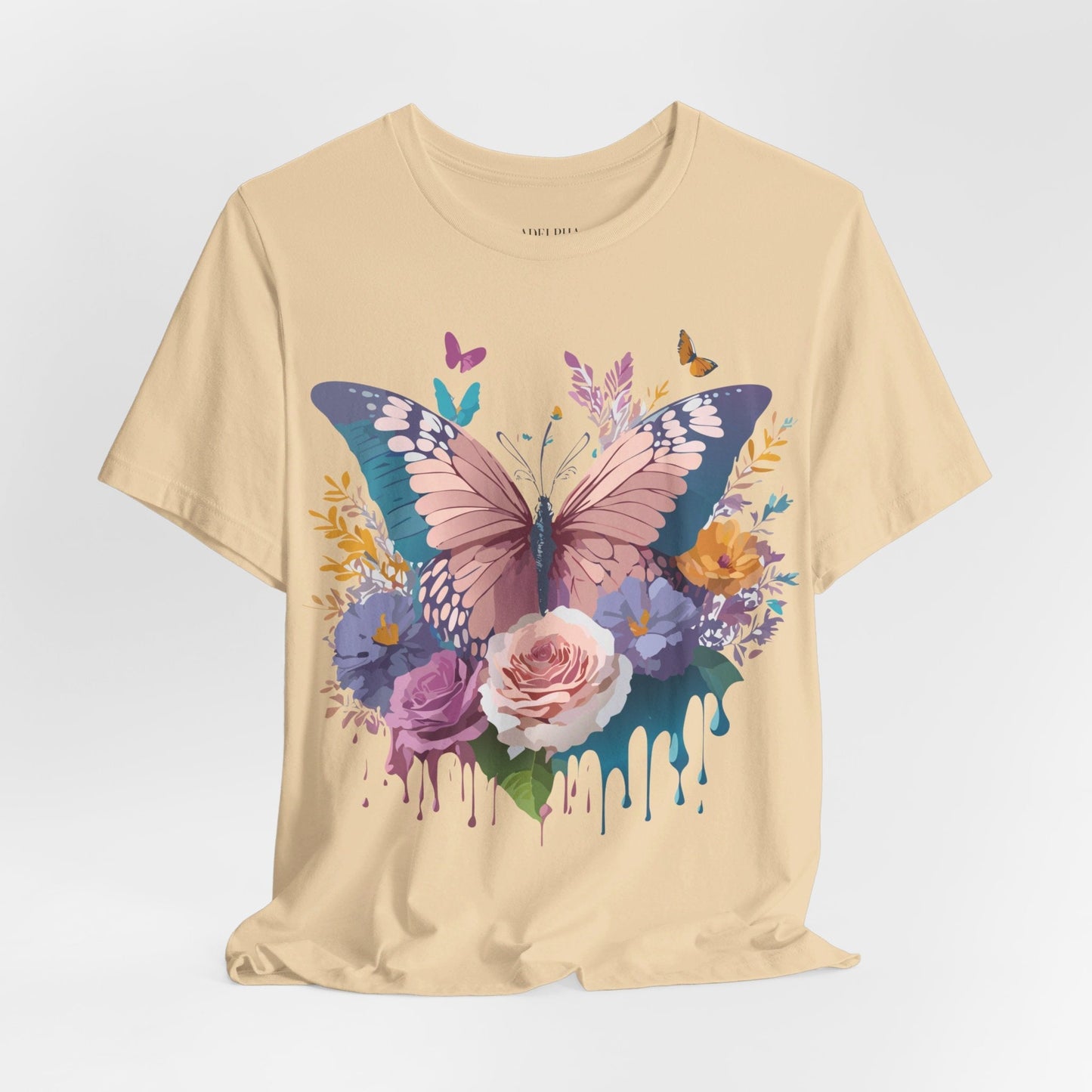 Butterfly Graphic Unisex 100 Cotton Lightweight Vintage Floral Design Jersey Tee 44