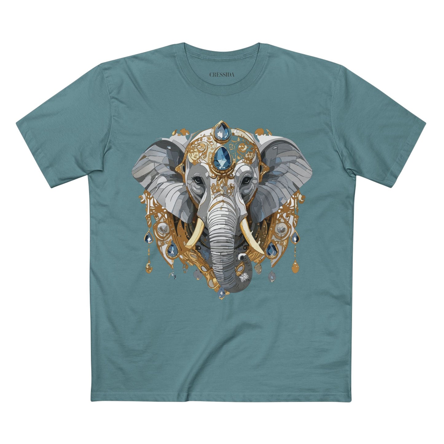 Elephant Graphic Unisex 100 Cotton Tee With Unique Animal Golden Medallion Art Design 37