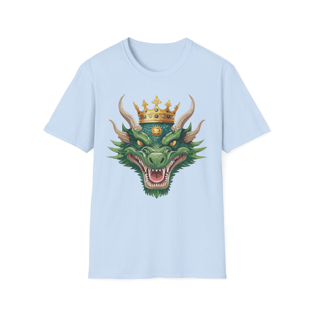 Green Dragon King crown T-Shirt | Mythical Fantasy Dragon head tee
