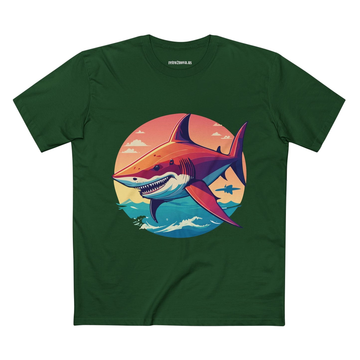 Unisex Premium Cotton Staple Tee With Original Art Shark Shirt From Retro2Nova Art Collection Soft Breathable Comfort