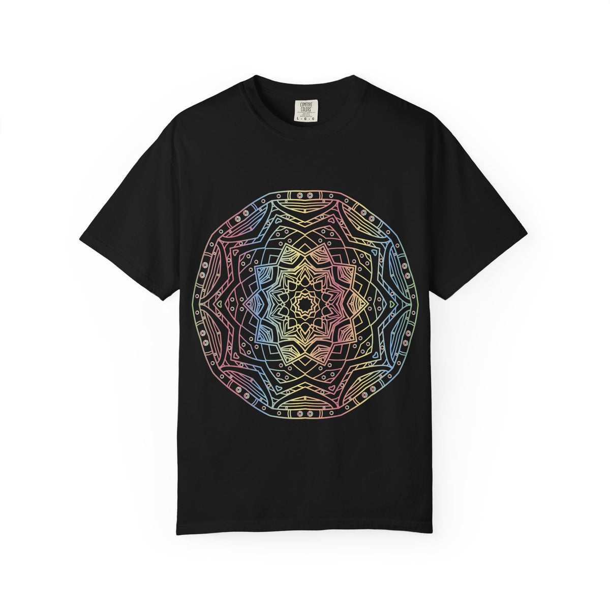 Unisex Garment Dyed Cotton T-Shirt with Mandala Graphic Design