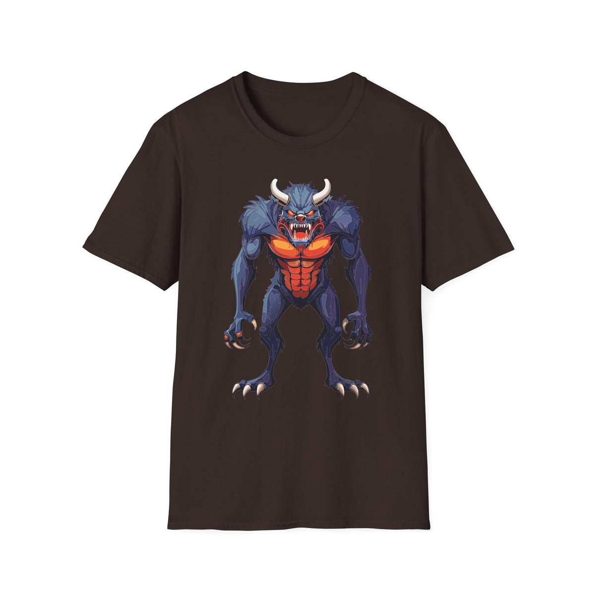 Werewolf Monster T-Shirt — Fierce Halloween Creature Cartoon Graphic Tee Unisex 100 Cotton Gildan T-Shirt