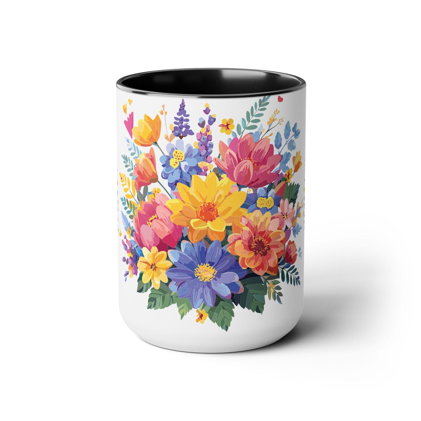 Two-Tone Coffee Mug with flowers