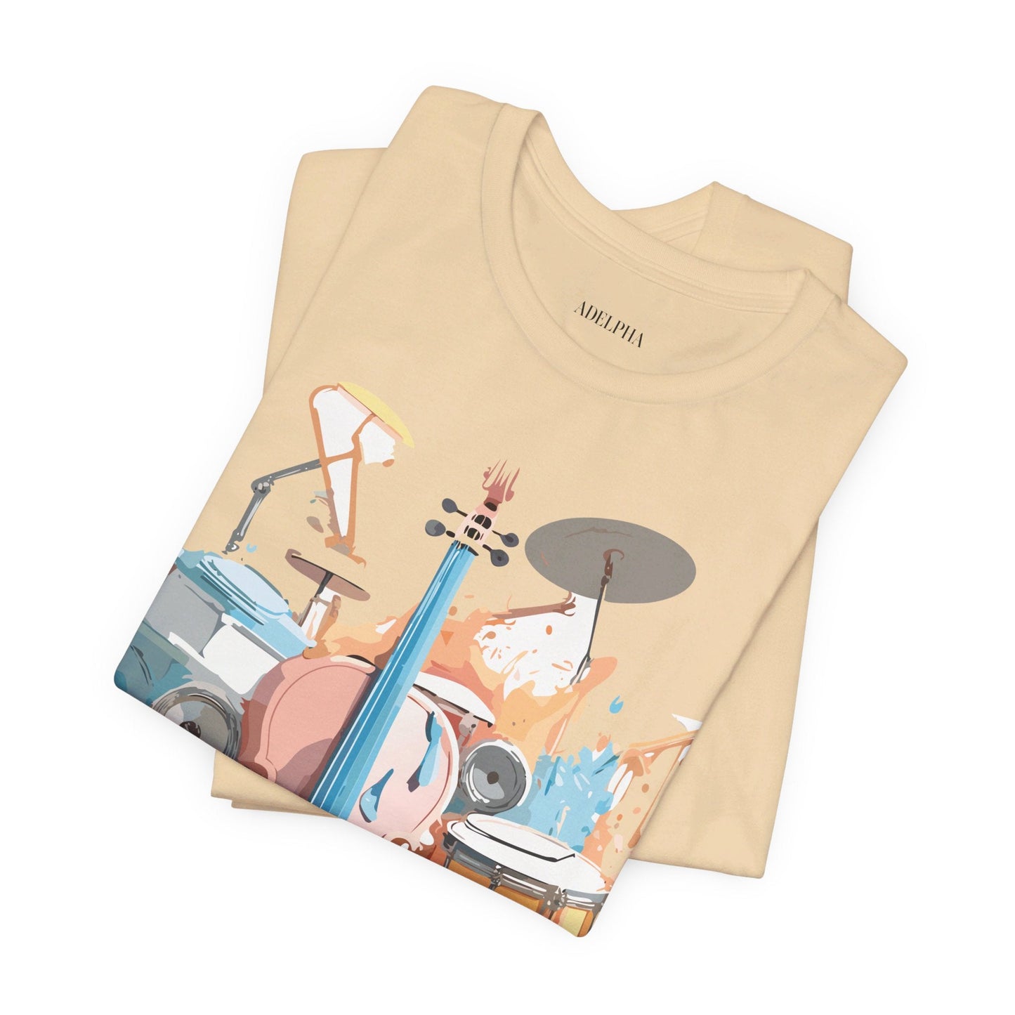 Music Graphic Unisex 100 Cotton Vintage Art with Musical Elements Tee 74