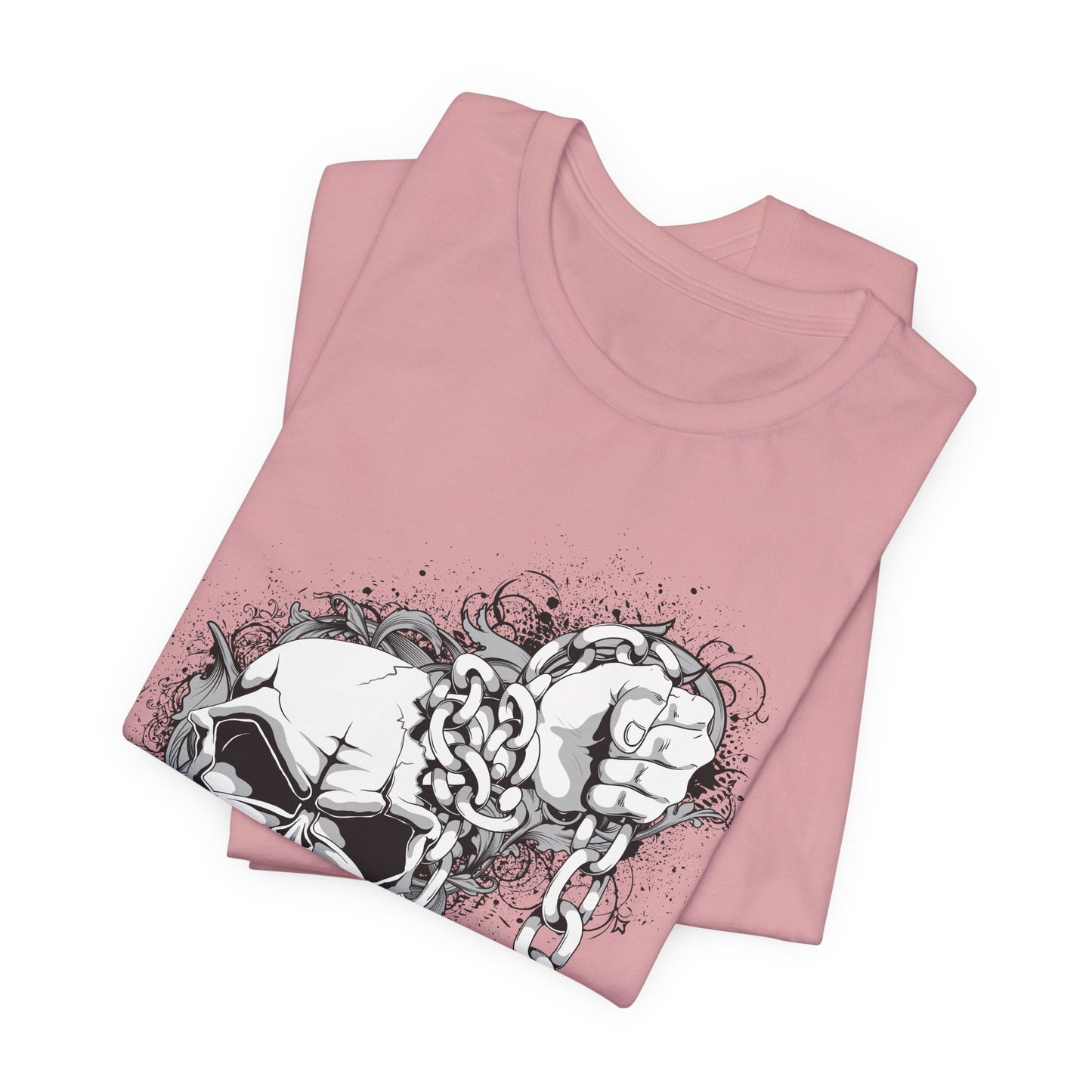 Chain Skull Graphic Design Tee, Skull Shirt, Vintage Tees, Art Design T-Shirt, Vintage Graphic Tee, Art Shirts with Skulls