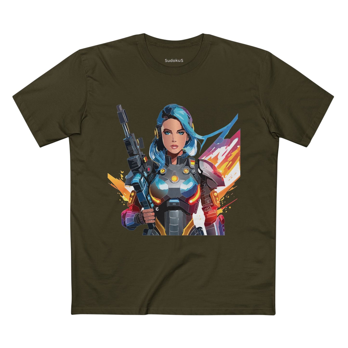 Army-woman Graphic Unisex 100 Cotton Staple Tee 7