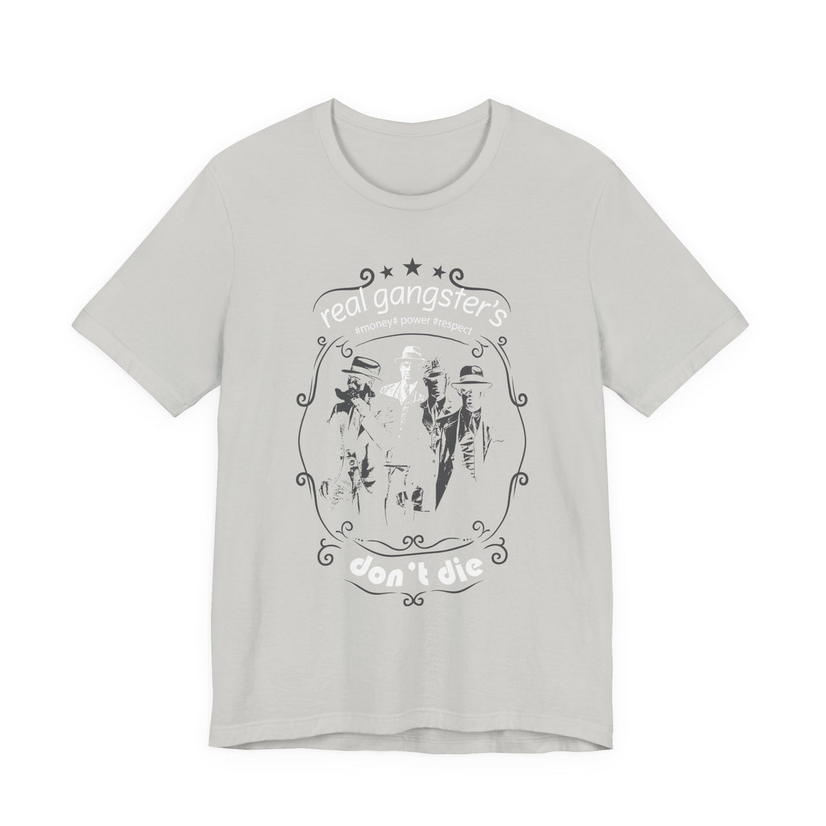 Real Gangsters Don't Die T-Shirt Vintage Outlaw Illustration Retro Biker Tee A-3