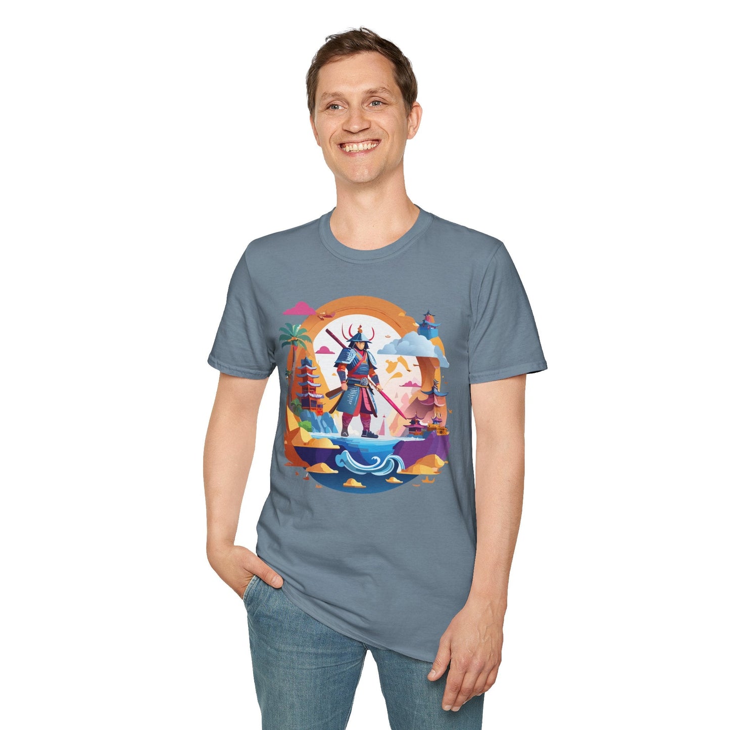 Samurai T Shirt Unisex Gildan Softstyle 64000 100 Percent Ring Spun Cotton Lightweight Tee