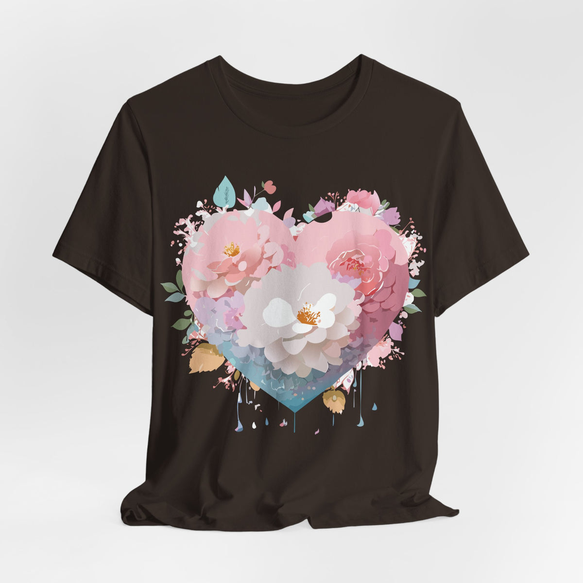 Valentine's Day Graphic Unisex Cotton Bella+Canvas Tee with Floral Art Design d120