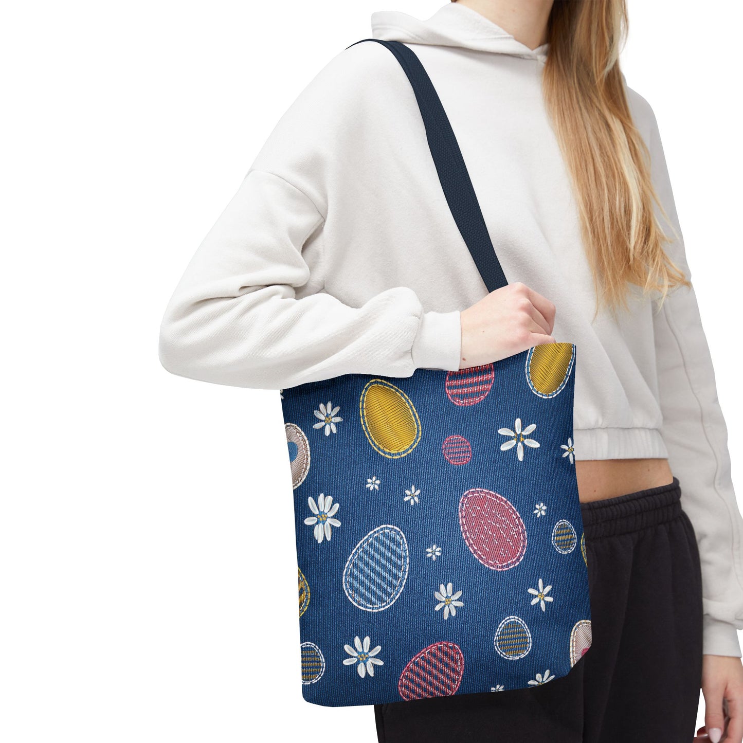 Easter Graphic Design Denim Fabric Imitation Print Unisex Canvas Bag Poly Spun 3 Sizes Tote Bag 204-15