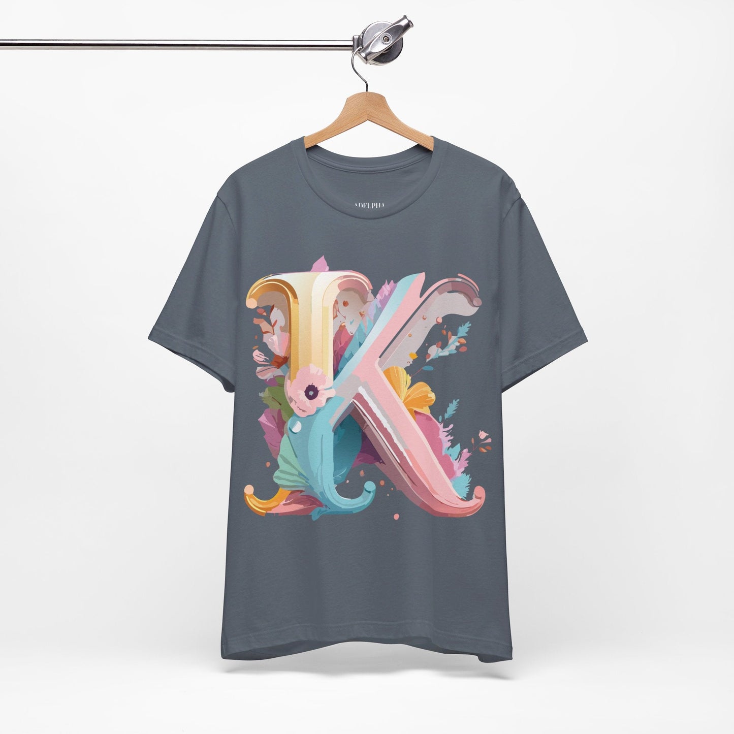 Letter K Shirt Unisex Graphic Tee With Vintage Inspired Artwork Adelpha Premium Comfort