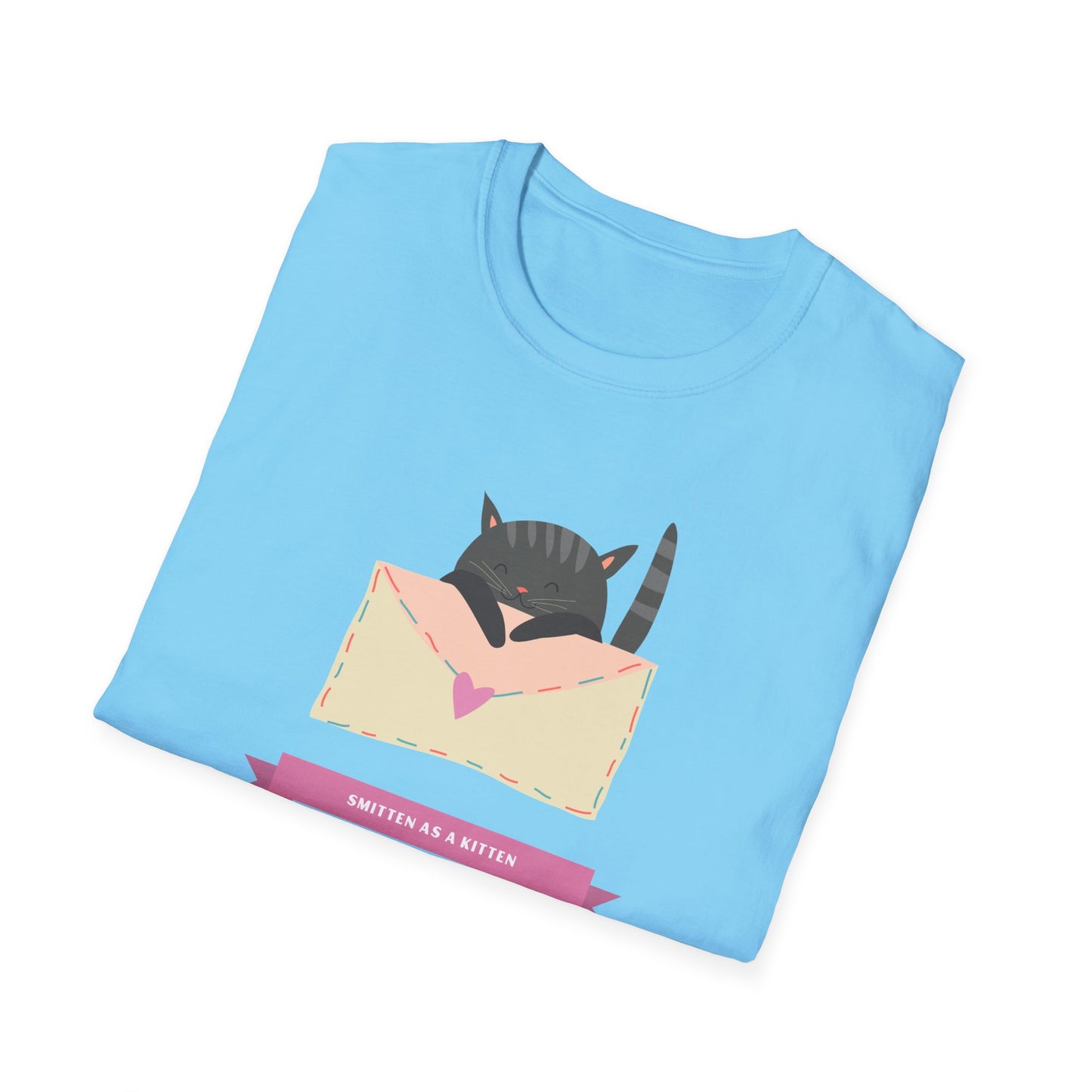 Cat Heart T-Shirt, T-Shirt with Love Cat, Valentine Day Tees with Animals, Unisex Cotton Tee with Art Design 34