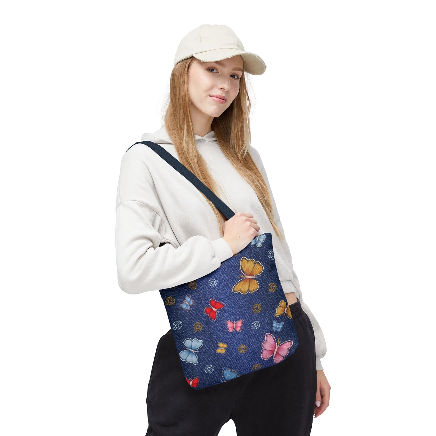 Denim Fabric Imitation Print Unisex Canvas Bag Poly Spun 3 Sizes Tote Bag 169