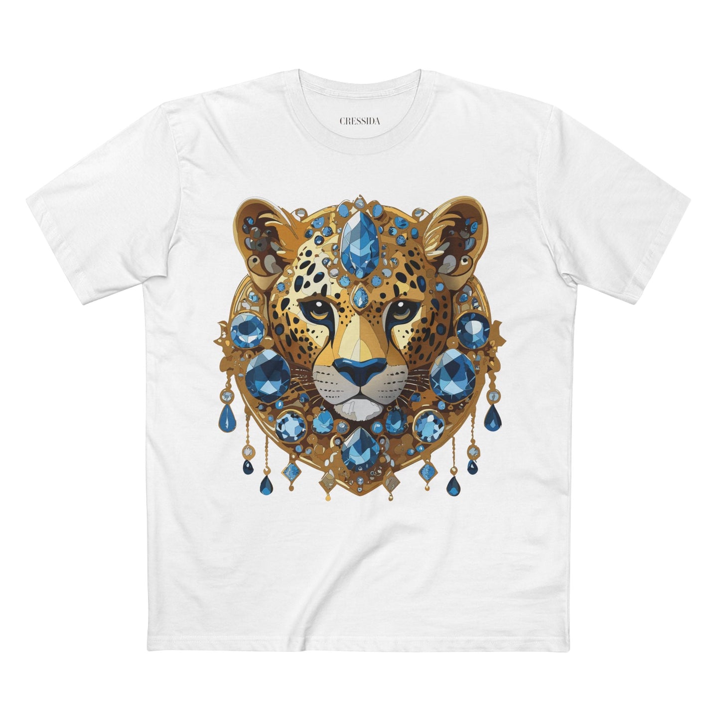 Cheetah Graphic Unisex 100 Cotton Tee With Unique Animal Golden Medallion Art Design 49
