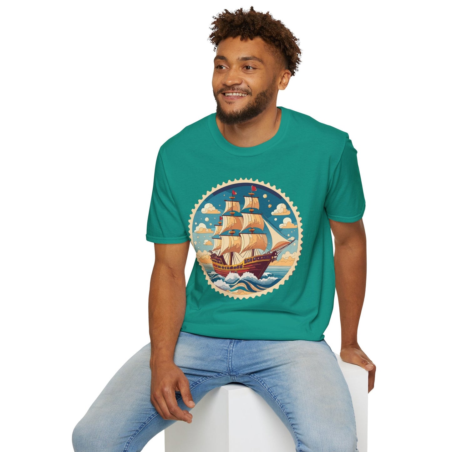 Frigate Ship T Shirt Unisex Short Sleeve 100 Percent Ring Spun Cotton Soft Tee Gildan 64000
