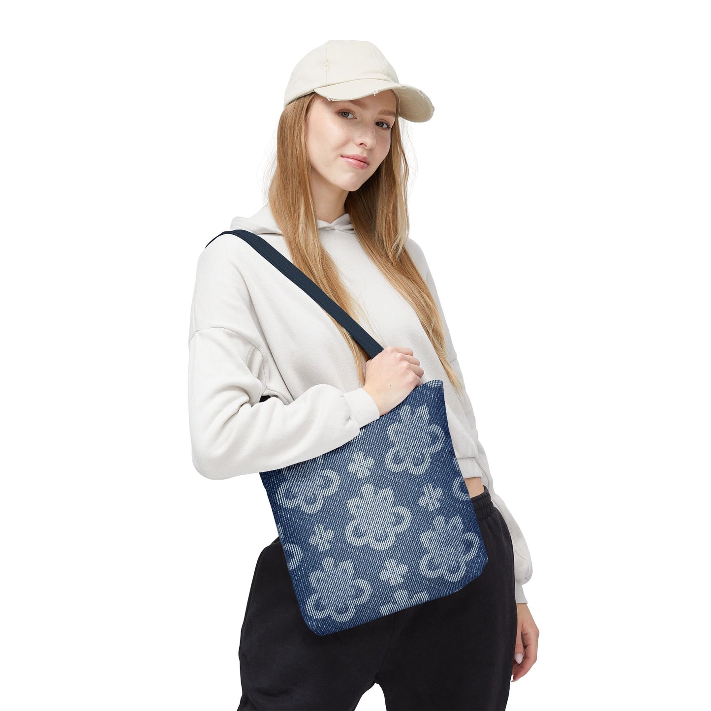 Denim Fabric Imitation Print Unisex Canvas Bag Poly Spun 3 Sizes Tote Bag 108