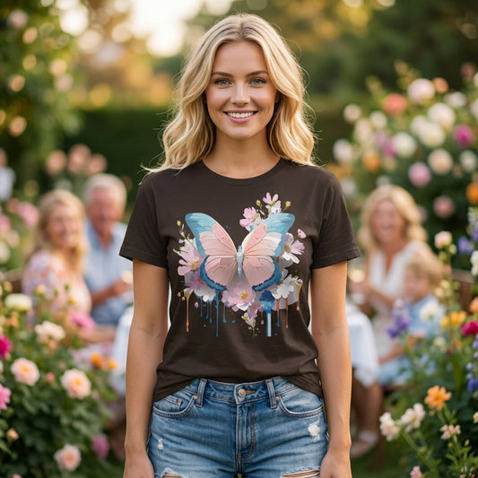 Butterfly Graphic Unisex Cotton Bella+Canvas Tee with Art Design n81