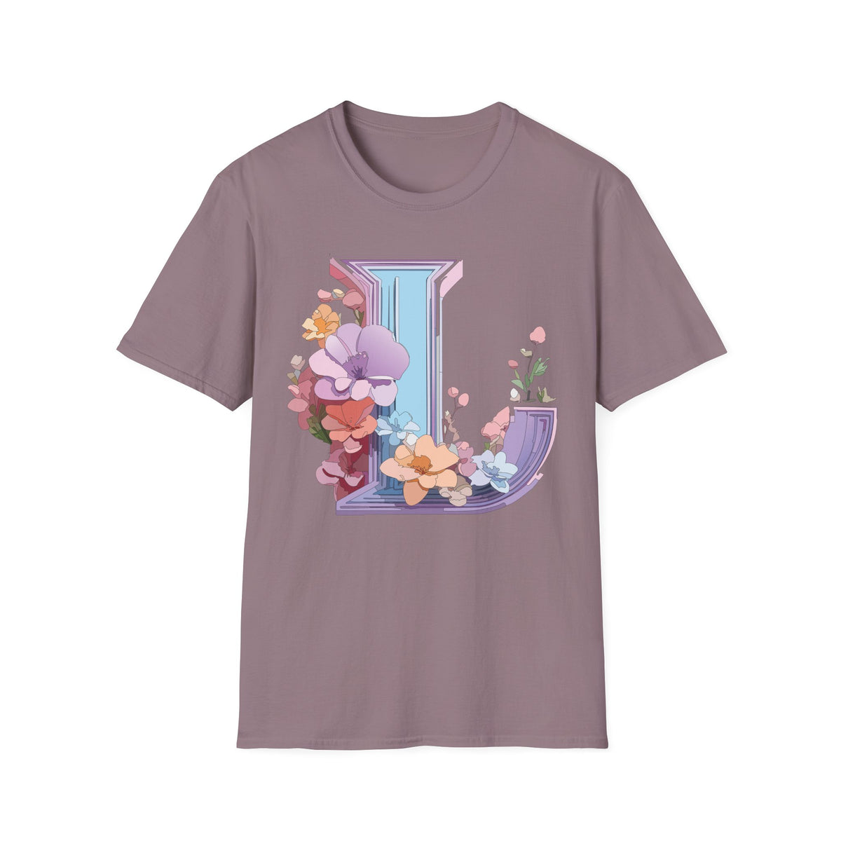 Floral Letter L T-Shirt | Botanical Initial Monogram Tee