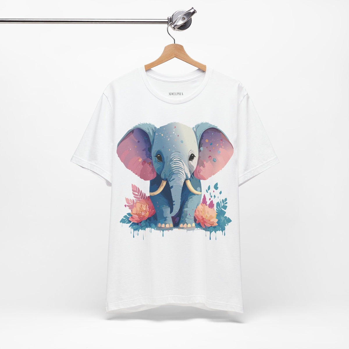 Elephant Graphic Unisex Cotton Bella+Canvas Tee with Art Animal Design d17