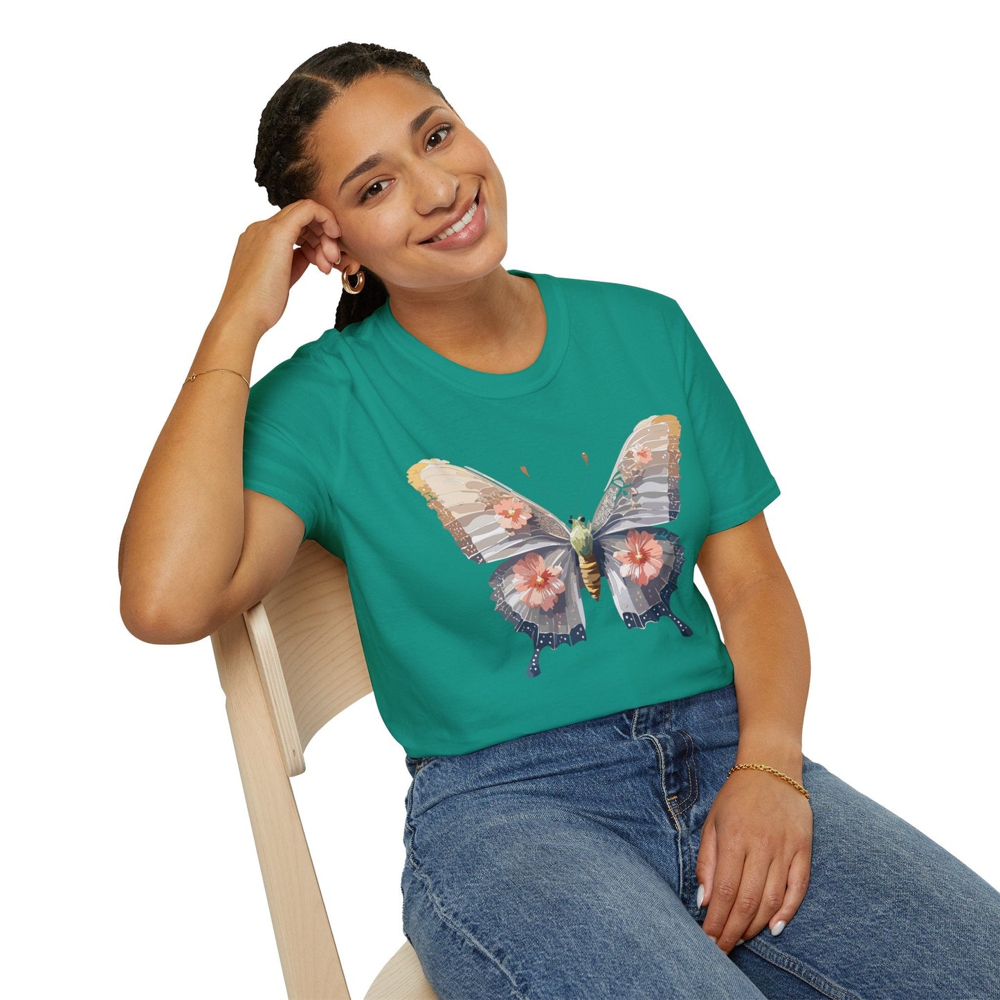 Butterfly T Shirt Unisex Monarch Design Gildan Softstyle 64000 100 Percent Ring Spun Cotton